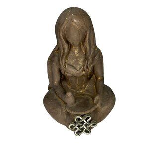 Cerridwen Celtic Goddess Figurine Statue Welsh Cauldron Rebirth, 3 Inches